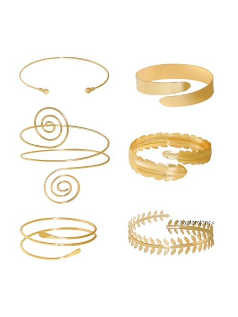 6 Pc Arm Cuff Bracelet Set Adjustable Metal Open Upper Arm Bangle Minimalist